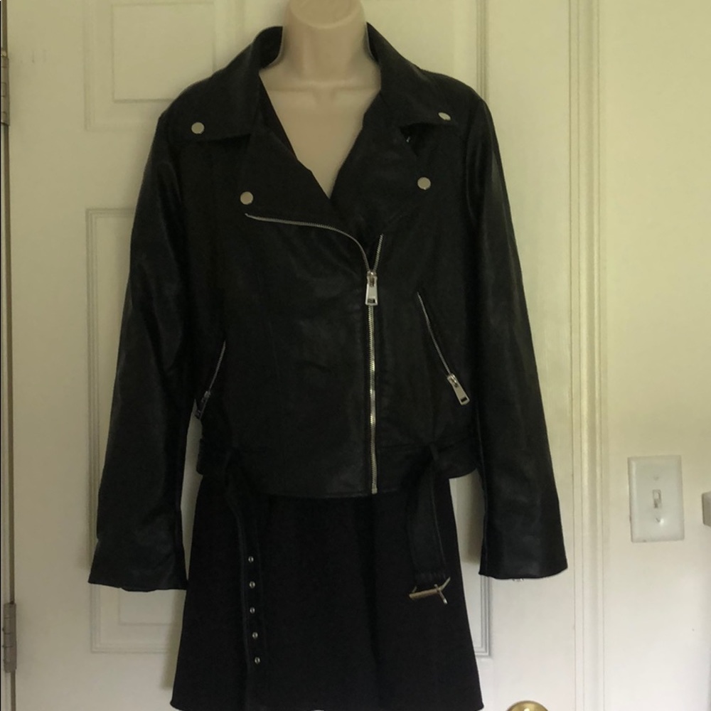 Belted faux leather black Elodie jacket